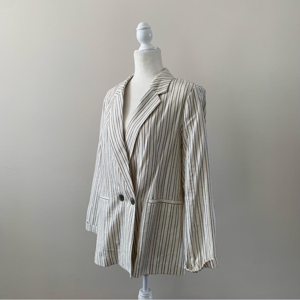 Apt. 9 Soft Linen Black and White Blazer - Large